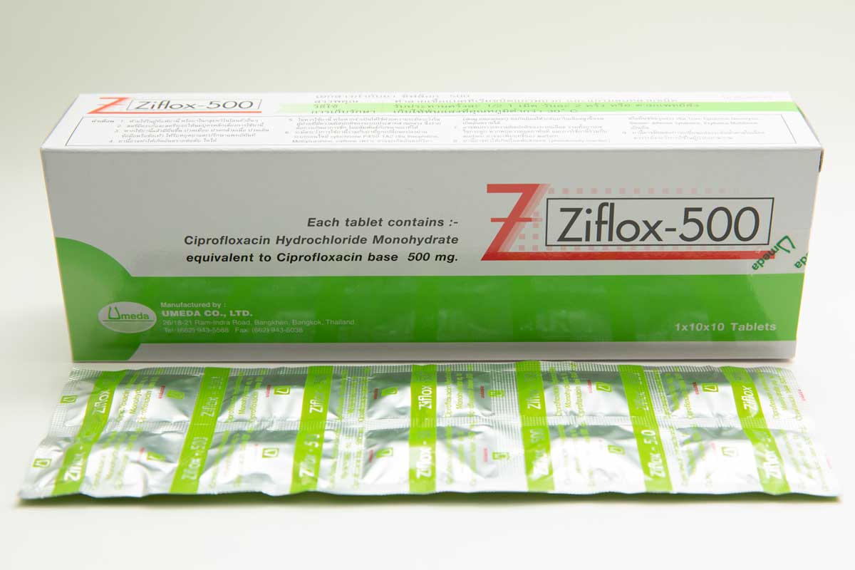 ジフロックス Ziflox-500 (Ciprofloxacin 500mg) 1シート10錠、1箱=10シート入り