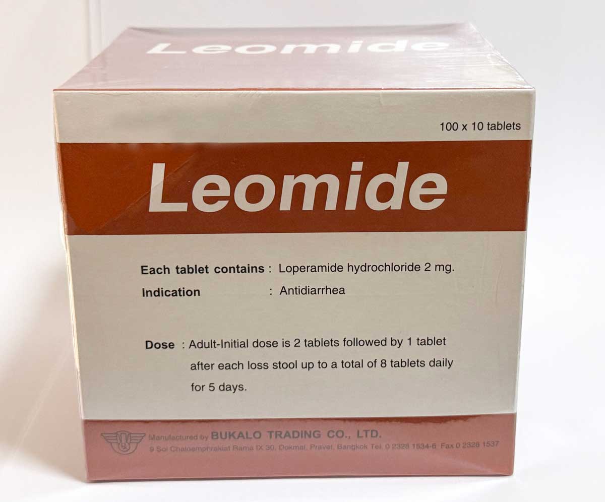 レオミドLEOMIDE(ロペラミド Loperamide HCL 2mg) 100カプセル入り2箱